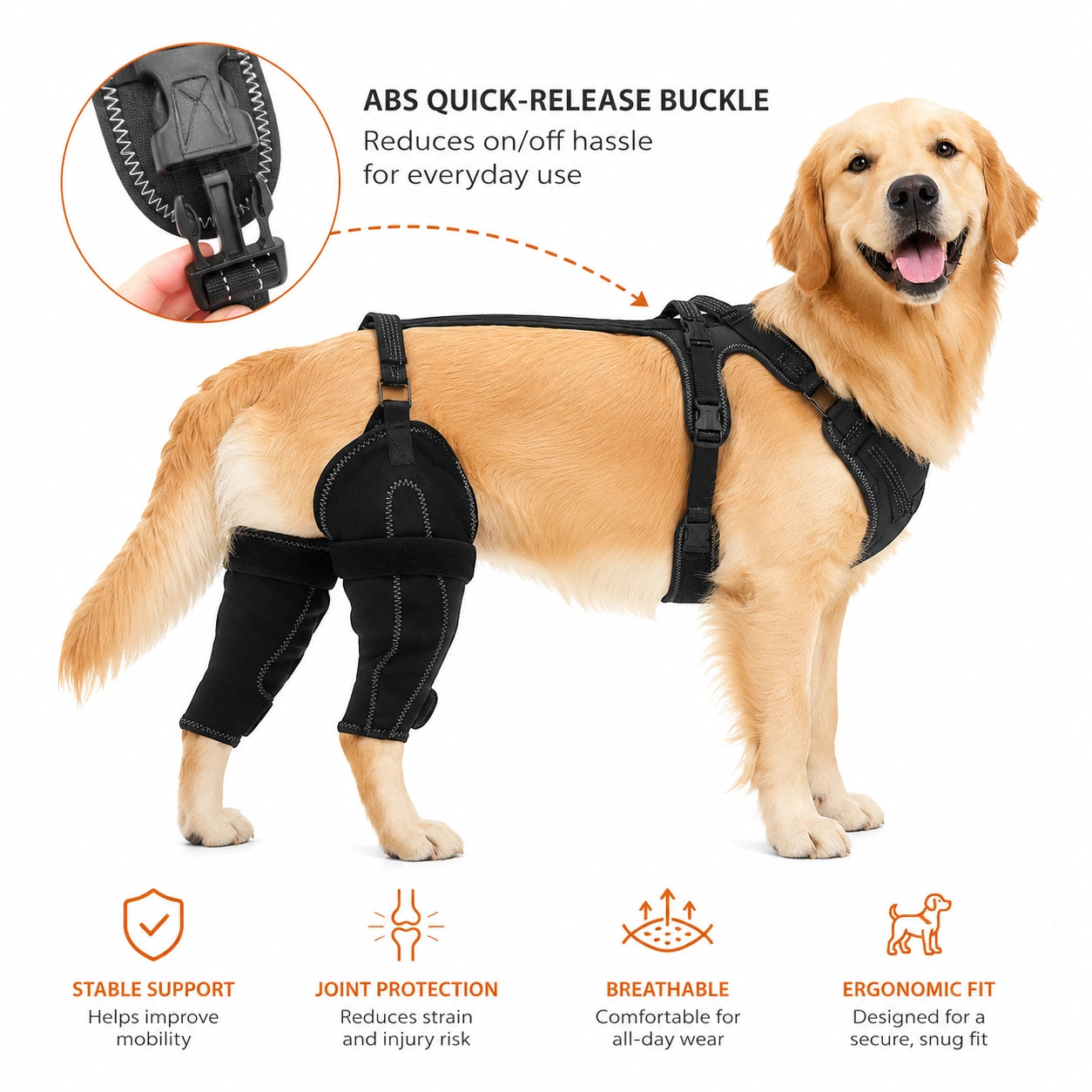 Reflective Dog Rear Leg Mobility Harness for ACL & Joint Care