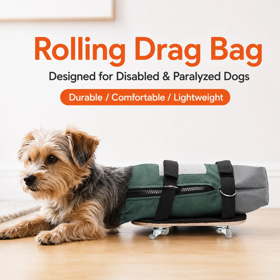 Dog Rolling Drag Bag Scooter Set for Disabled Pets