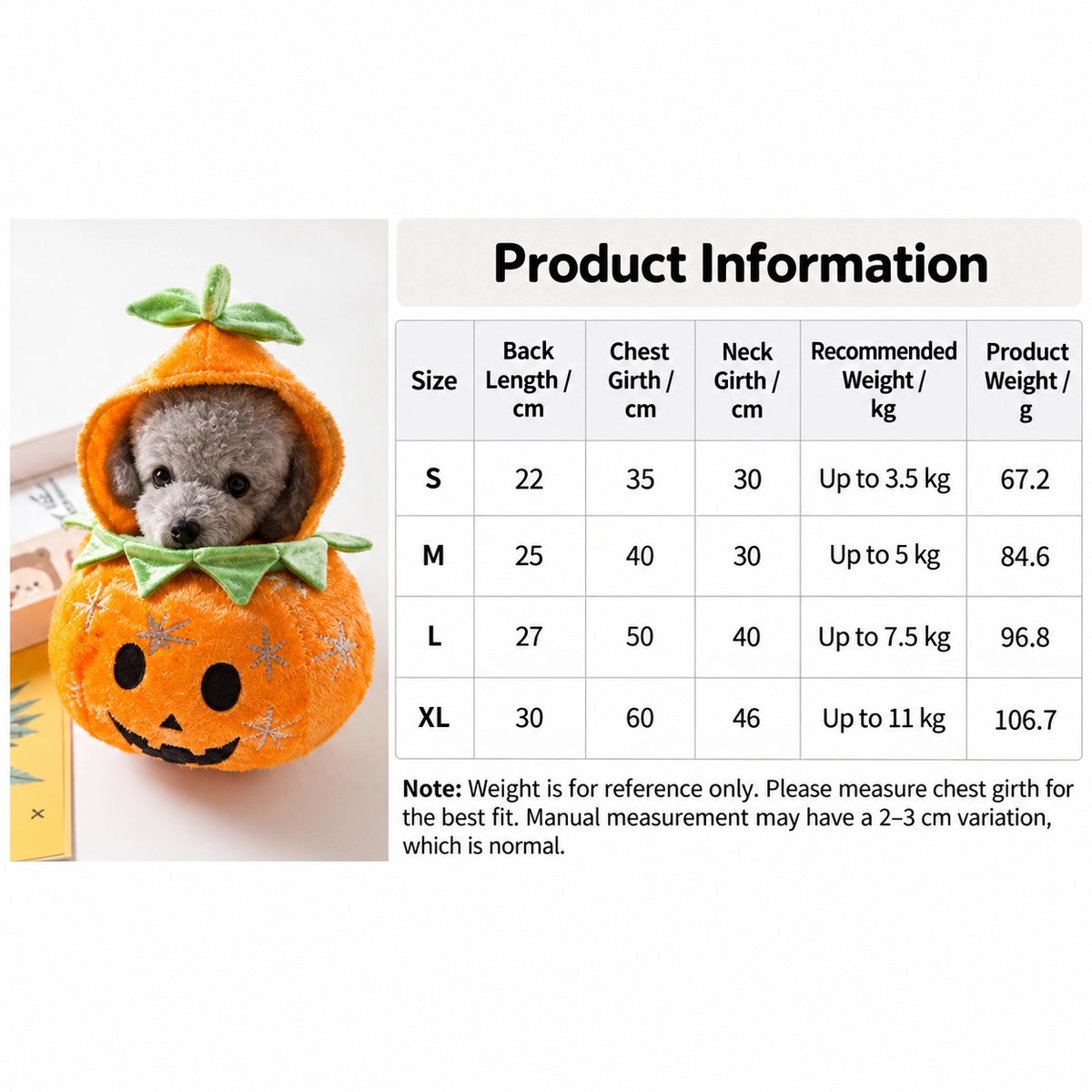 Halloween Puffy Pumpkin Pet Costume