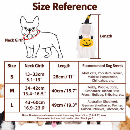 Halloween Witch Ghost Pumpkin Pet Costume