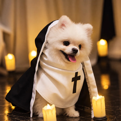 Halloween Priest Sister Nun Pet Habit Costume