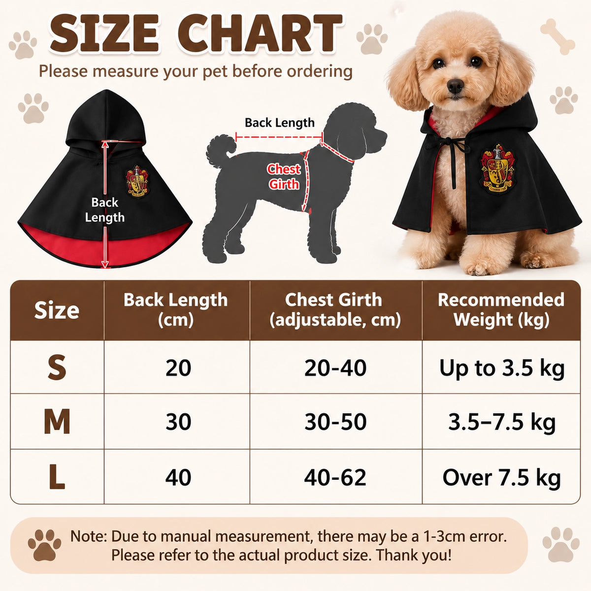 Halloween Wizard Academy Pet Cape Costume