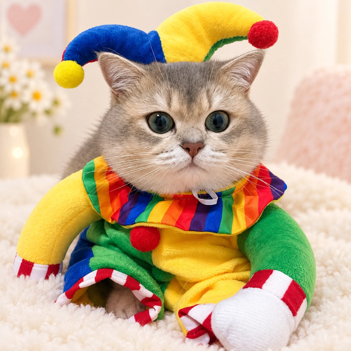 Halloween Carnival Circus Jester Clown Pet Costume