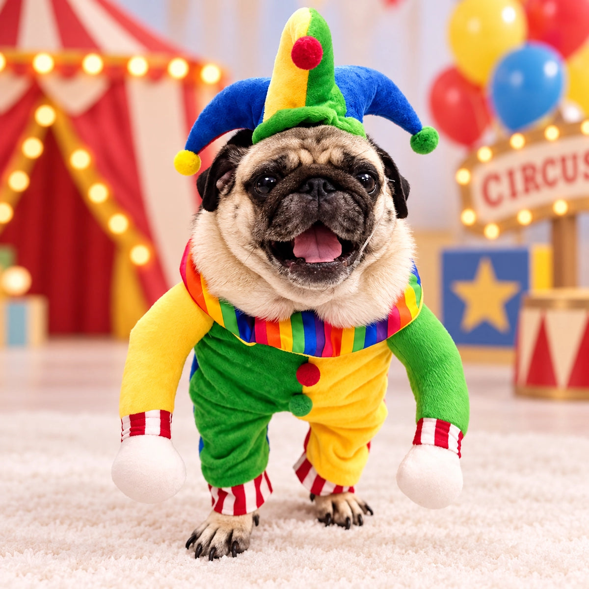 Halloween Carnival Circus Jester Clown Pet Costume