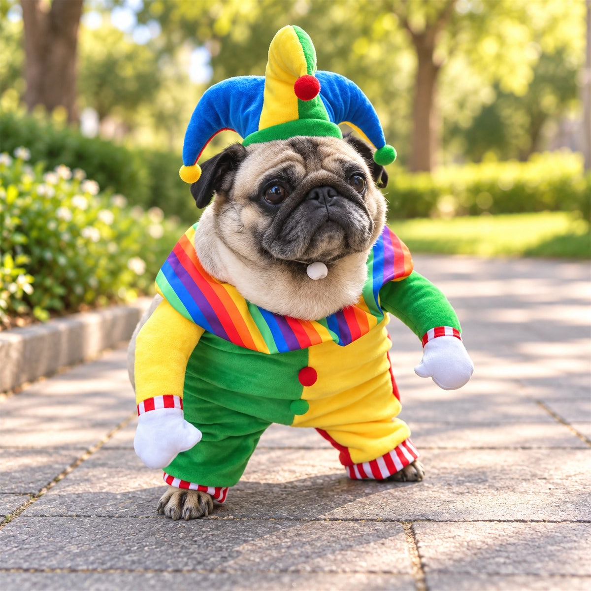 Halloween Carnival Circus Jester Clown Pet Costume