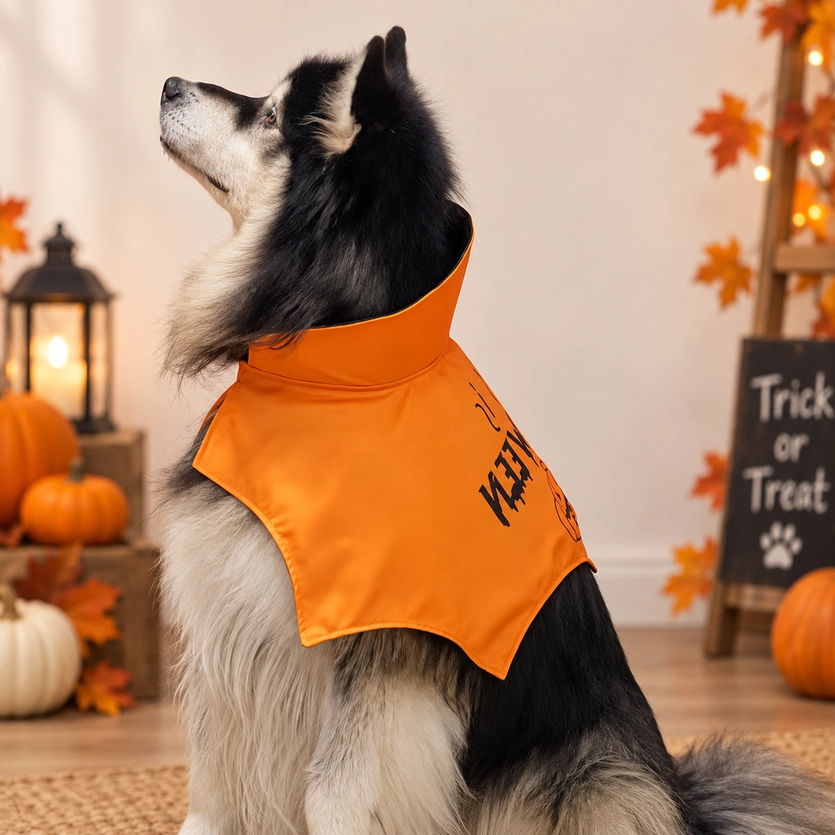 Halloween Pumpkin Vampire Stand Collar Pet Cape