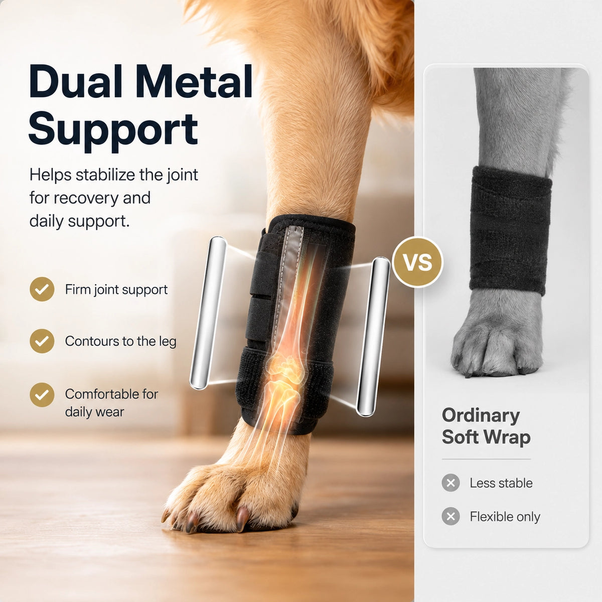 Dog Leg Brace with Metal Support