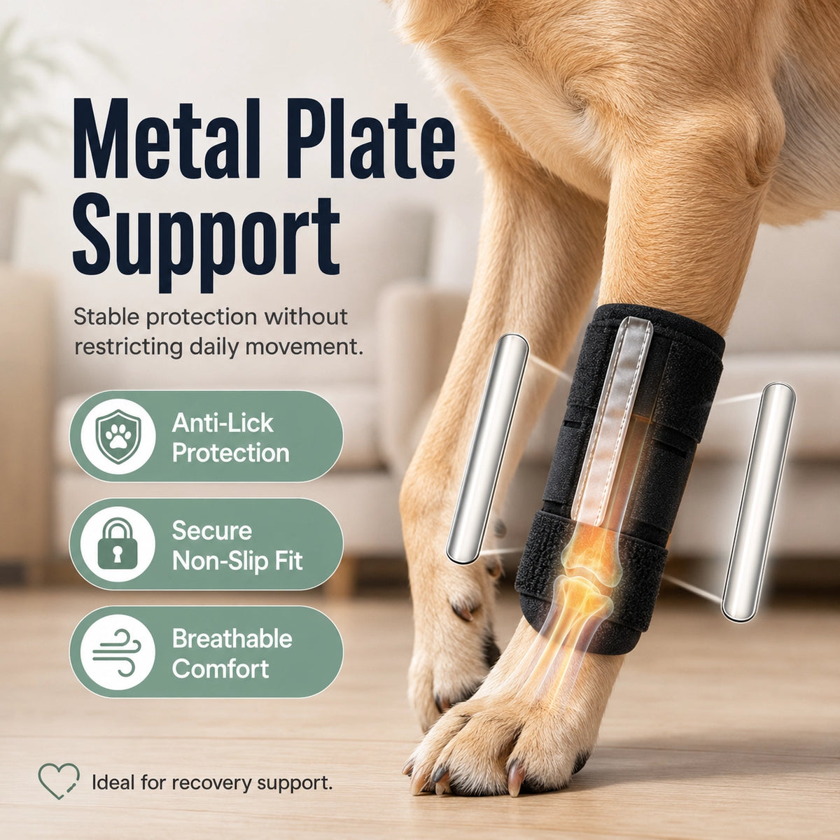 Dog Leg Brace with Metal Support