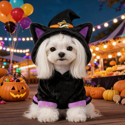 Halloween Black Cat Witch Pet Hoodie