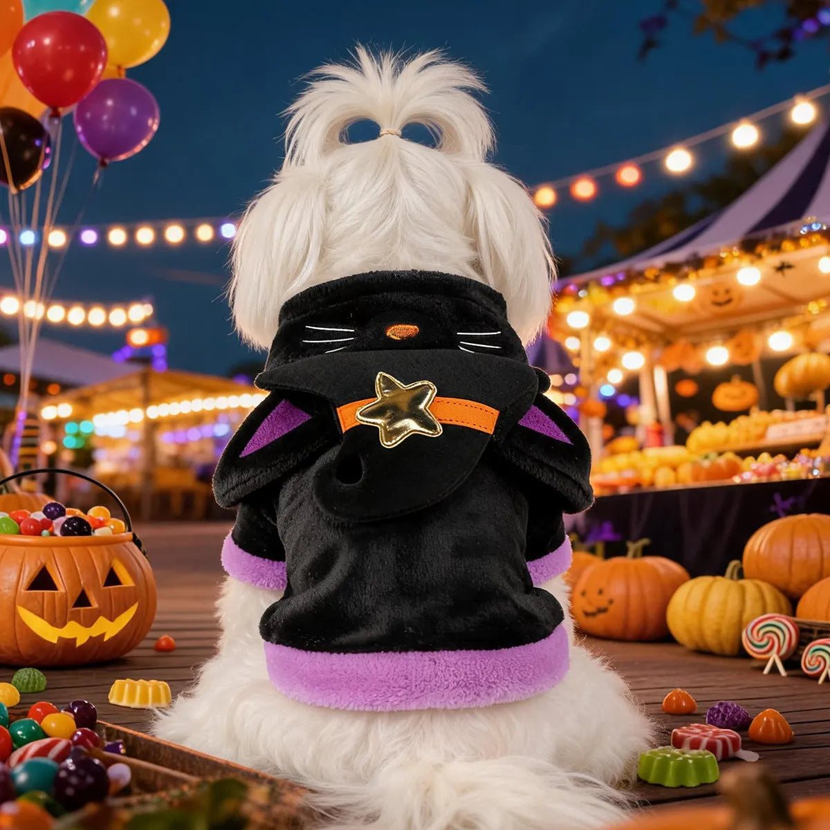Halloween Black Cat Witch Pet Hoodie
