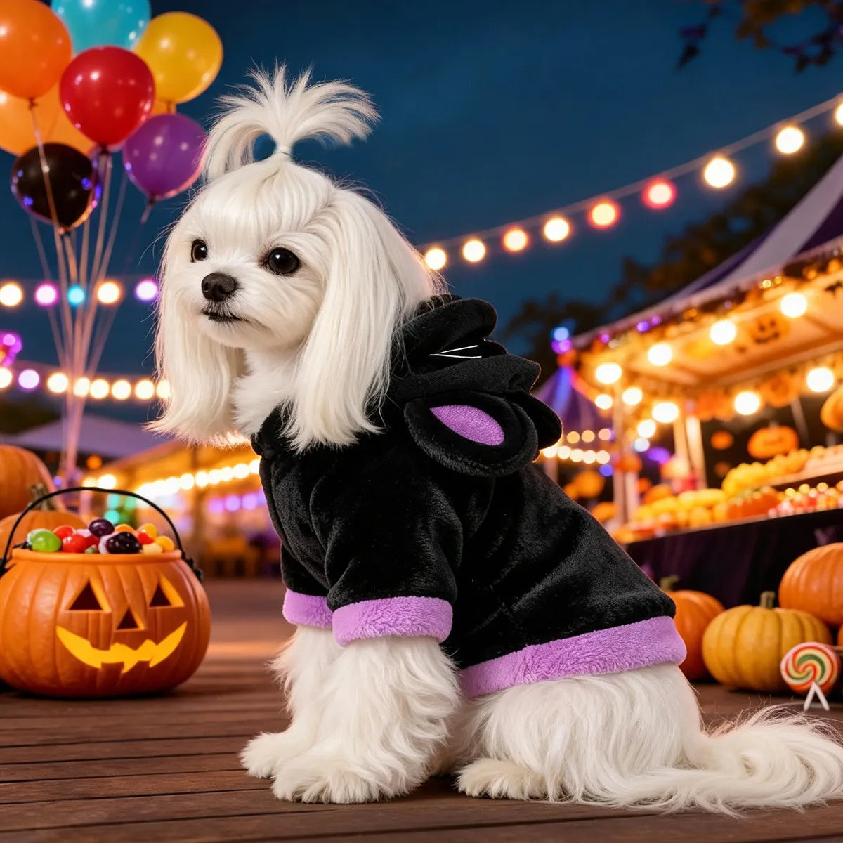 Halloween Black Cat Witch Pet Hoodie