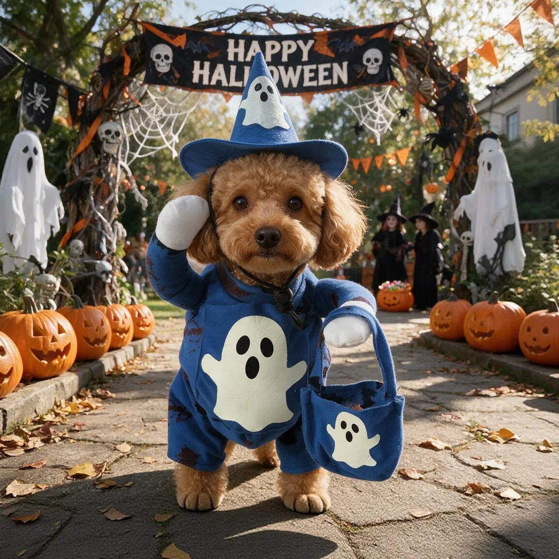 Glow-in-the-Dark Ghost Wizard Pet Costume