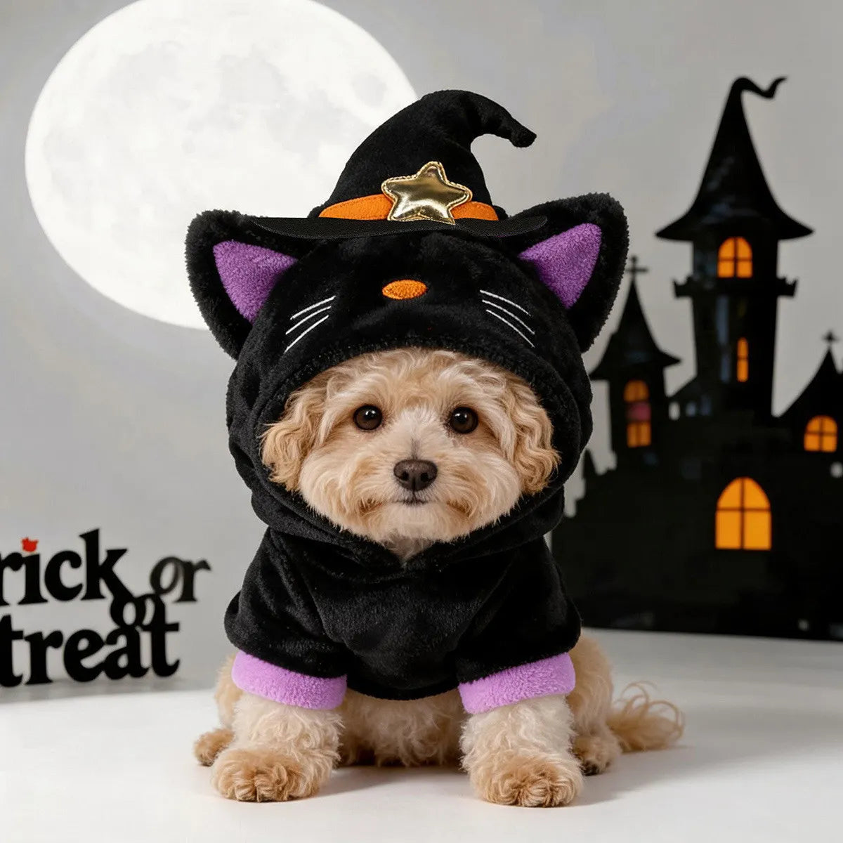 Halloween Black Cat Witch Pet Hoodie
