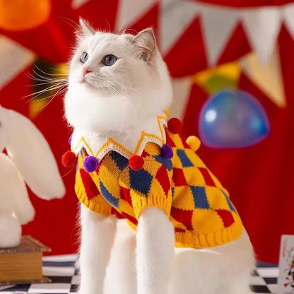 Halloween Jester Circus Pet Knit Sweater